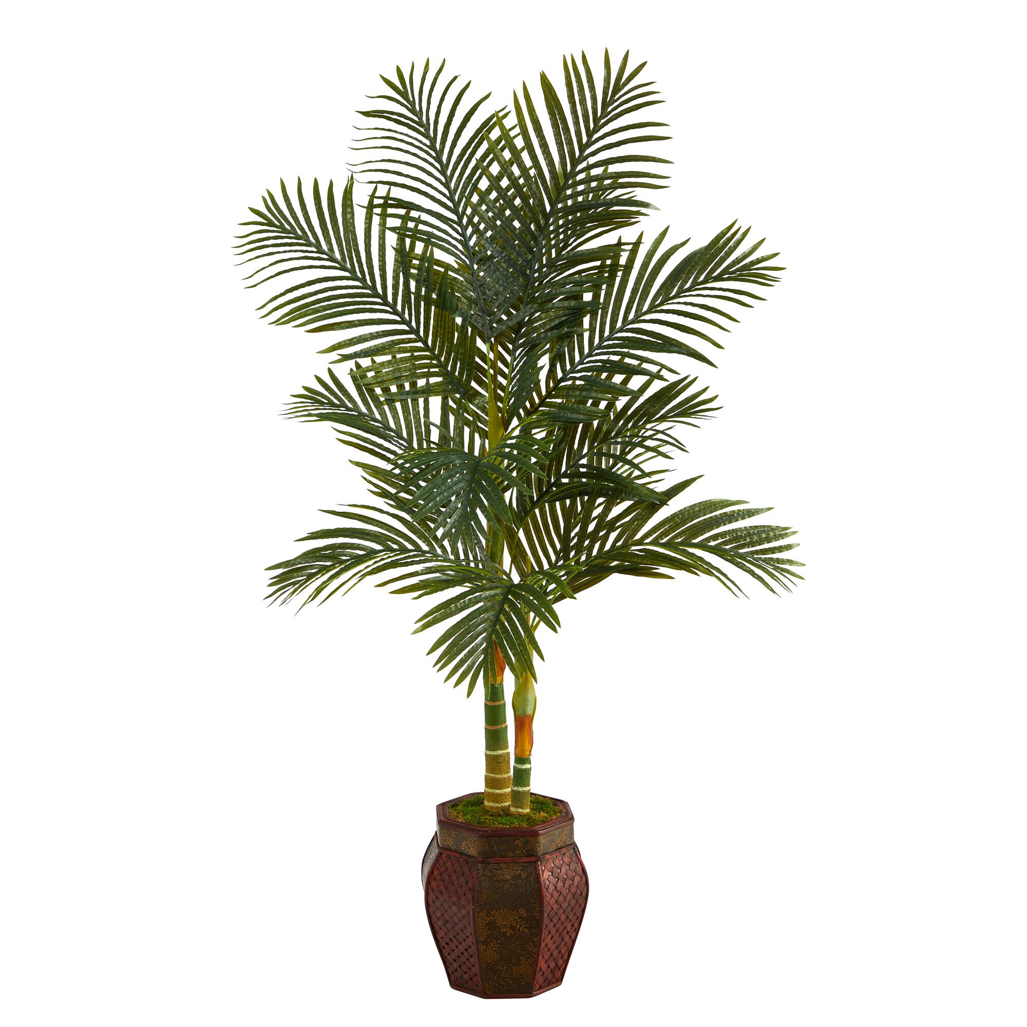 5.5ft. Golden Cane Artificial Palm Tree in Decorative Planter